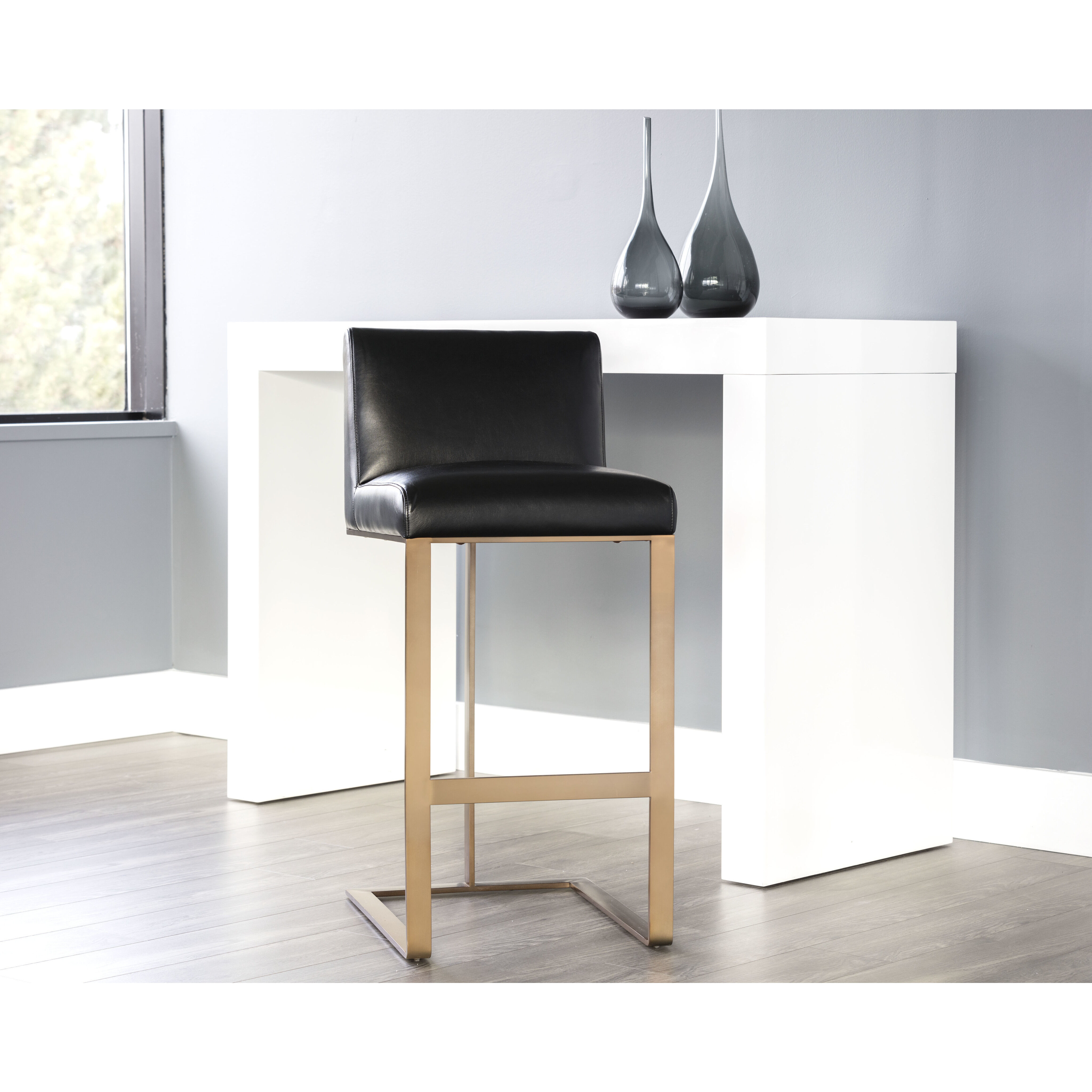 Dean 39.5 inch Antique Brass / Cantina Black Barstool